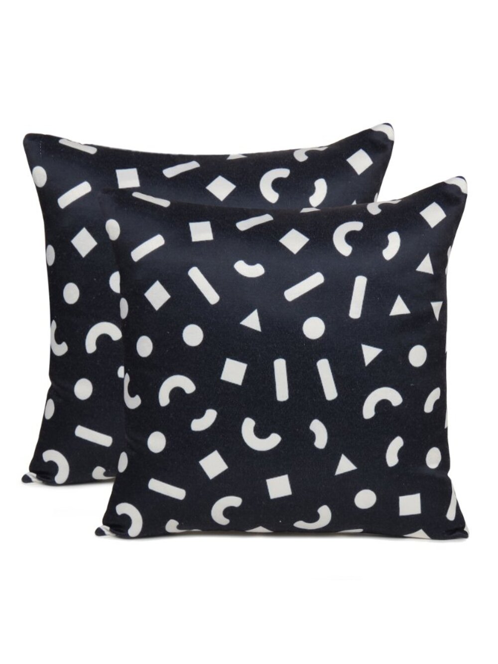 Oussum Bedroom Decorative Pillow Cover Geometric Print Black Cotton Set of 2